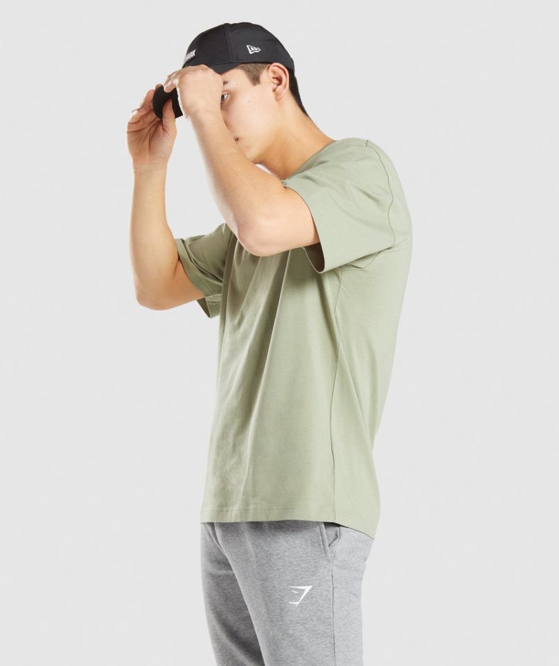 Men's Gymshark Essential Oversized T-Shirts Light Green | CA 0A5638